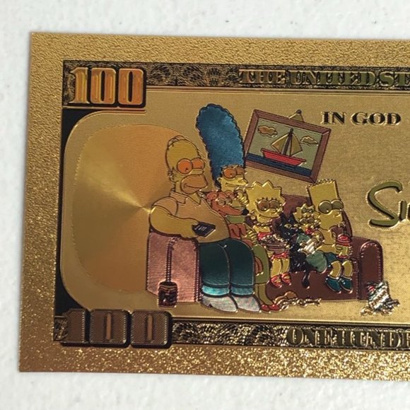 Marge Simpson Gold Bank Note Novelty Souvenir Collectible Simpsons Cartoon - Picture 6 of 8